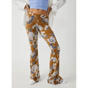 Free People Gold and Tan Flare Pants